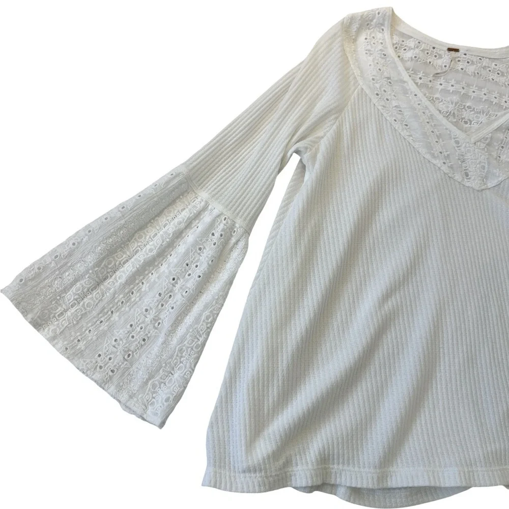 Free People Parisian Nights White Eyelet  Top